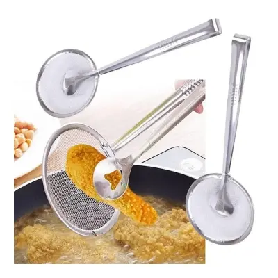 Picture of Multi-functional Stainless Steel Clamp Strainer Filter Spoon With Clip Food Kitchen Oil-Frying Salad BBQ Filter(Multicolor)