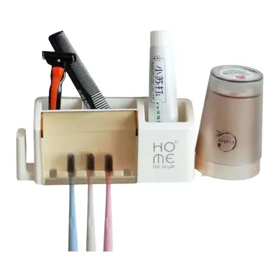 Picture of Toothbrush holder punch-free modern minimalist rack wall-mounted toothbrush holder bathroom creative home family of four - bathroom corner shelf(Multicolor)