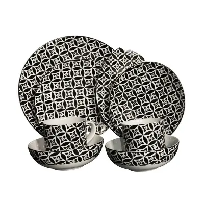 Picture of 24 Pieces Ariane Dinner Set BLACK Design(Multicolor)