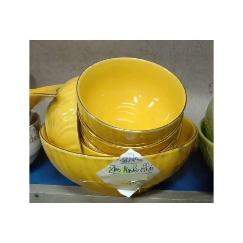 Picture of 7 Pcs Noodles Bowl Set Including Serving Dish , Oven Proof porcelain Ceramic Porcelain Snack Bowl Set,Ceramic Soup & Firni Bati(Multicolor)