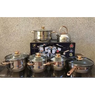 Picture of Kaisa Villa 12 Pcs Stainless Steel Cookware Set with Lid INDUCTION KV-1004(Multicolor)