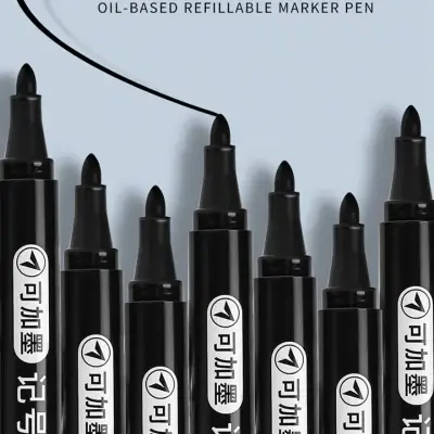 Picture of 12 Pieces Refillable Permanent Marker Pen(Black)