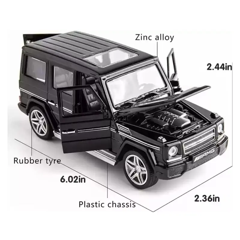 Picture of 1 PC Diecast Metal Car 1: 32 Scale Mercedes Benz AMG G 55 63 Pull Back Alloy Car With Light And Sound Auto Model-Black(Multicolor)