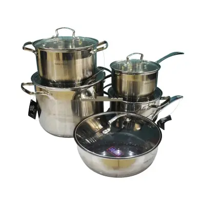 Picture of Kaisa Villa 12 Pcs Stainless Steel Cookware Set with Lid INDUCTION KV-6667(Multicolor)