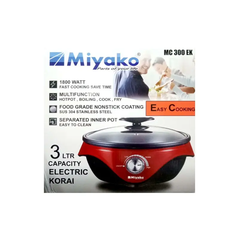 Picture of 3 Liter Miyako Electric Curry Cooker MC-300 EK | Miyako Electric Korai | Miyako Electric Multifunction Cooker | 1800 Watt(Multicolor)