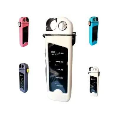 Picture of 1PC New minimalist 350ml rectangular water bottle with time scale flat water bottle with straw(Multicolor)