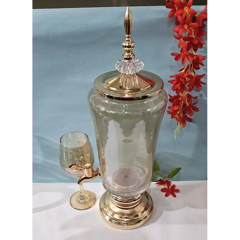 Picture of 7 Pcs Golden Glass Juice Dispenser & Glass Set4(Multicolor)