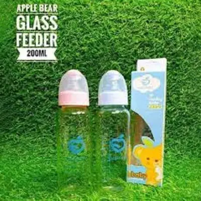 Picture of Apple Bear Glass feeding bottle 200ml (SINGLE BOTTLE)(Multicolor)