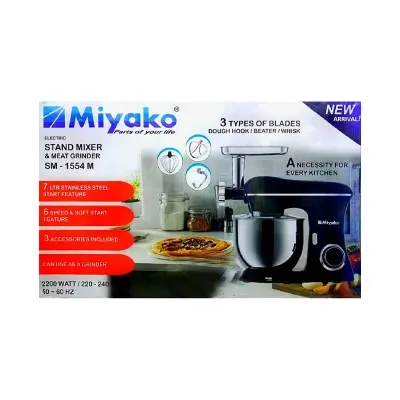 Picture of 7 Liter Miyako Electric Stand Mixer & Meat Grinder 2200Watt | SM-1554(Multicolor)