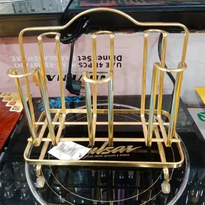 Picture of Rectangular Glass Holder - 6 Holder - Golden(Multicolor)