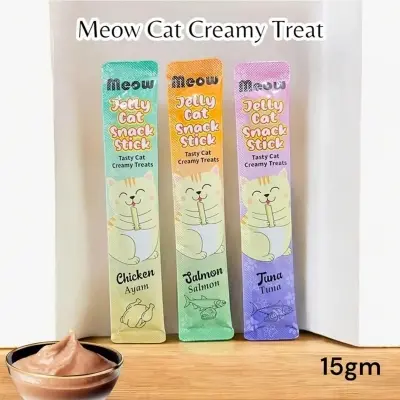 Picture of 3PCS Meow Cat Creamy Treats are savory, lickable cat treats that come in Chicken, Salmon, and Tuna flavors(15GM)