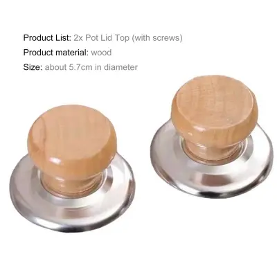 Picture of 2 PCS Solid Wood Lid Handle Pot Lid Grip Accessory Anti-scald Pot Lid Handle Replacement Pot Lid Wooden Handle Replacement Pot Lid Handle Wooden Pot Cover Handle Pot Grip Accessory(Multicolor)