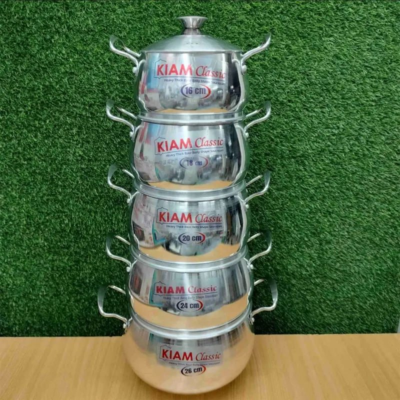 Picture of 10 in 1 Kiam Heavy Thick Base Belly Shape Saucepan set(Multicolor)