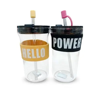 Picture of 1 Glass Can With Lid & Sip For Traveling & Gym 6357(Multicolor)