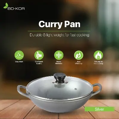 Picture of BD-KOR CURRY PAN 28CM Non-Stick Premium Marble Coating with Glass Lid(Silver)