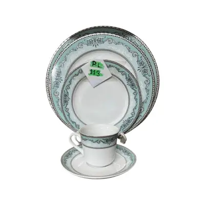 Picture of 32 pieces dinner set for gift and home decoration- 6 Dinner Plates, 6 Half Plates, 1 Rice Dish, 1 Curry serving bowl, 6 Soup Bowl, 6+6 coffee cup + saucer(Multicolor113PL)