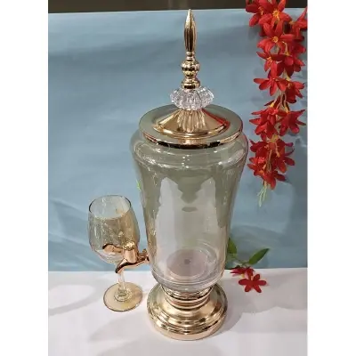 Picture of 7 Pcs Golden Glass Juice Dispenser & Glass Set4(Multicolor)