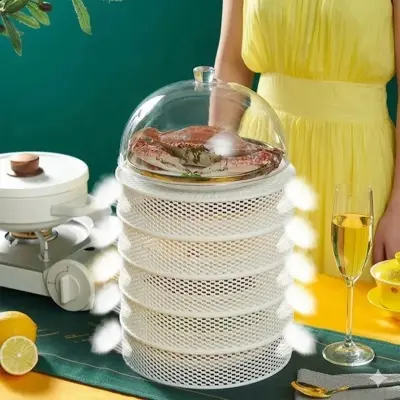 Picture of 5 Layer Food Insulation Covers Transparent Stackable Dustproof Leftovers Food Storage Box Container Kitchen Organization_Prime Mall(Multicolor)