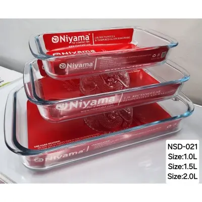 Picture of 3 Pcs Tempered Glass Rectangular Shaped Serving Bowls Set NSD-021(Multicolor)