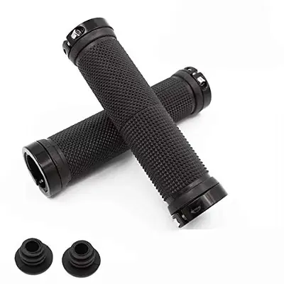 Picture of Mountain Bike Handlebar Grips Anti-Slip Rubber Bicycle Grips with Double Aluminum Alloy Lock for BMX Mountain Road Urban Foldable Bike