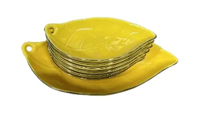 Picture of New leaf design 7 Pcs Sweet Bowl Set Including Serving Dish , Oven Proof porcelain Ceramic Porcelain Snack Bowl Set,Ceramic Firni Set & bati, Soup & Firni Bati (Multicolour)(Multicolor)