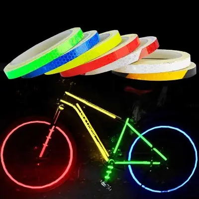 Picture of 4pcs Bicycle_ Bike_Car Styling Reflective Fluorescent Stripe Tape Motorcycle Body Rim Wheel Stripe Stickers Reflective Rim Tape