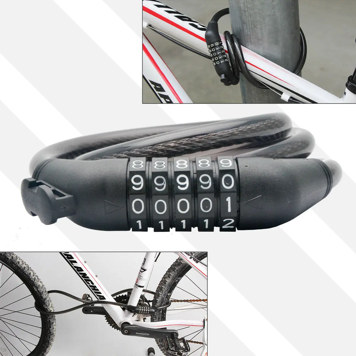 Picture of Cycling Security 5 Digit Combination Password Bike Bicycle Cable Chain Lock - Cycle Accessories