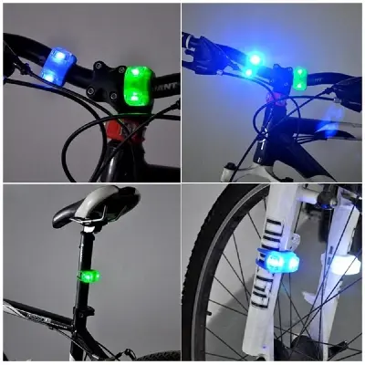 Picture of 2pcs Mountain Bike Bicycle Silicone Waterproof Warning Rear Frog Flash LED Light Head Front Light