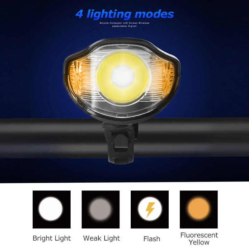 Picture of Waterproof Bike Light USB Charging Front Bike Flashlight Handlebar Bike Headlight With Horn Speed ​​Meter LCD Display