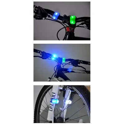 Picture of 2pcs Mountain Bike Bicycle Silicone Waterproof Warning Rear Frog Flash LED Light Head Front Light