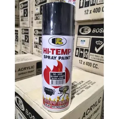 Picture of Bosny Hi-Heat Resistant 1200°F Aerosol Spray Paint (400 ml, Glossy Black) Matt Black