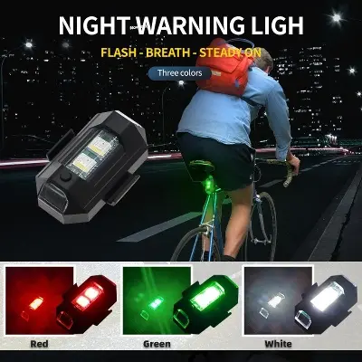 Picture of LED Anti-collision Warning Light USB Bicycle Tail Light 3 Colors Signal Light