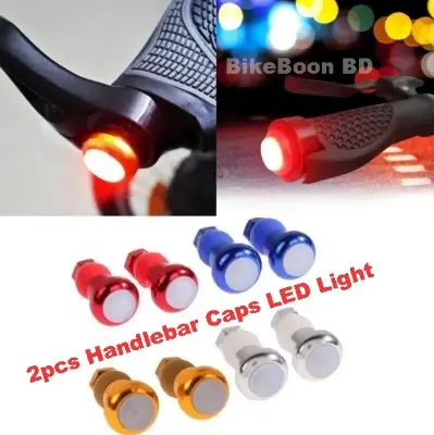 Picture of 2pcs Bike Bicycle Handlebar Caps LED Handle Bar End Plugs Light Safety Lamp