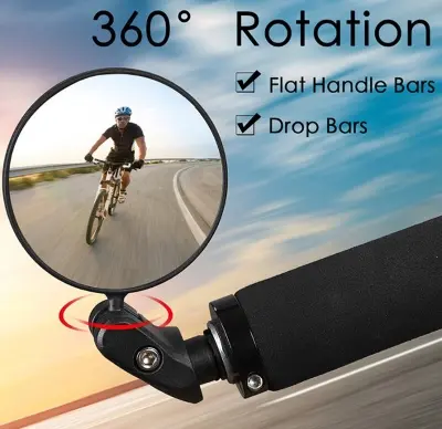Picture of Bicycle Mirror Cycling Bicycle Scooter Round Handlebar Mirror 360 Rotatable Adjustable Bicycle for Bicycle