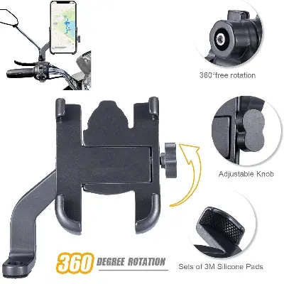 Picture of Metal Mobile Phone Holder alumium for Motorcycle Bike - Effortlessly Secure Your Device for a Safe Journey.