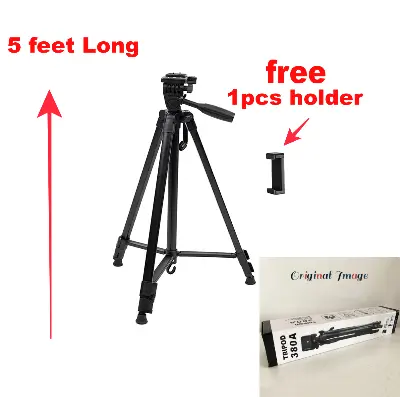 Picture of 360 Degree Swivel Fluid Head Tripod Stand 380A Mobile Camera Stand Pro 3 Maximum Height 5 Feet - Heavy stand