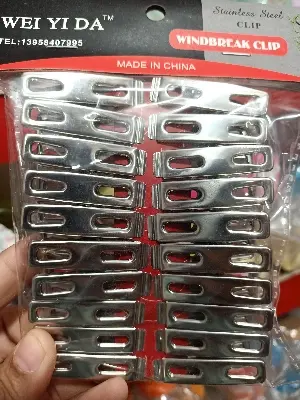 Picture of STAINLESS STEEL WINDBREAK CLIP MADE IN CHINA 20 PCS SET - Silver
