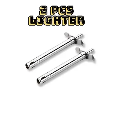Picture of Stainless Steel Metallic Kitchen Lighter Regular Gas Lighter For Kitchen Stove High Durable 2 pcs - Silver