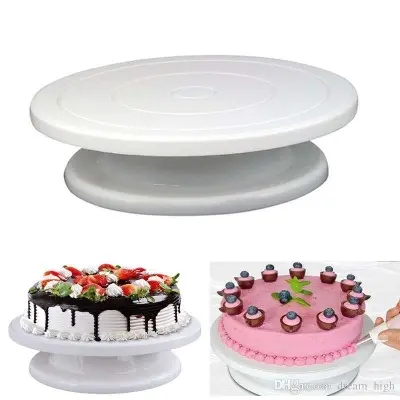 Picture of Ultimate 11-Inch Rotating Cake Turntable: High-Quality Revolving Stand for Effortless Cake Decorating and Baking Creations - White