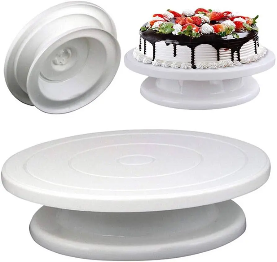 Picture of Ultimate 11-Inch Rotating Cake Turntable: High-Quality Revolving Stand for Effortless Cake Decorating and Baking Creations - White