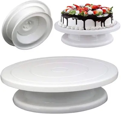 Picture of Ultimate 11-Inch Rotating Cake Turntable: High-Quality Revolving Stand for Effortless Cake Decorating and Baking Creations - White