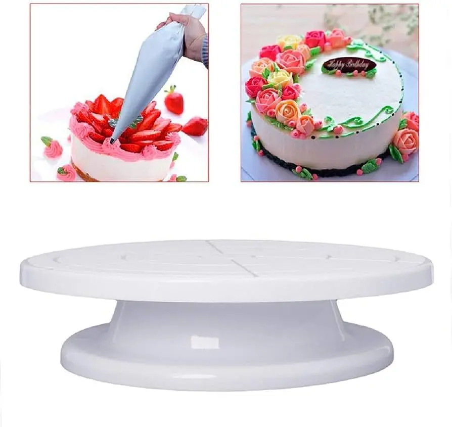 Picture of Ultimate 11-Inch Rotating Cake Turntable: High-Quality Revolving Stand for Effortless Cake Decorating and Baking Creations - White