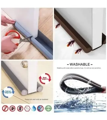 Picture of Door Bottom Sealing Strip Door Draft and Dust Stopper Insect & AC Air Stopper door gap flexible door bottom sealing strip - Multicolor