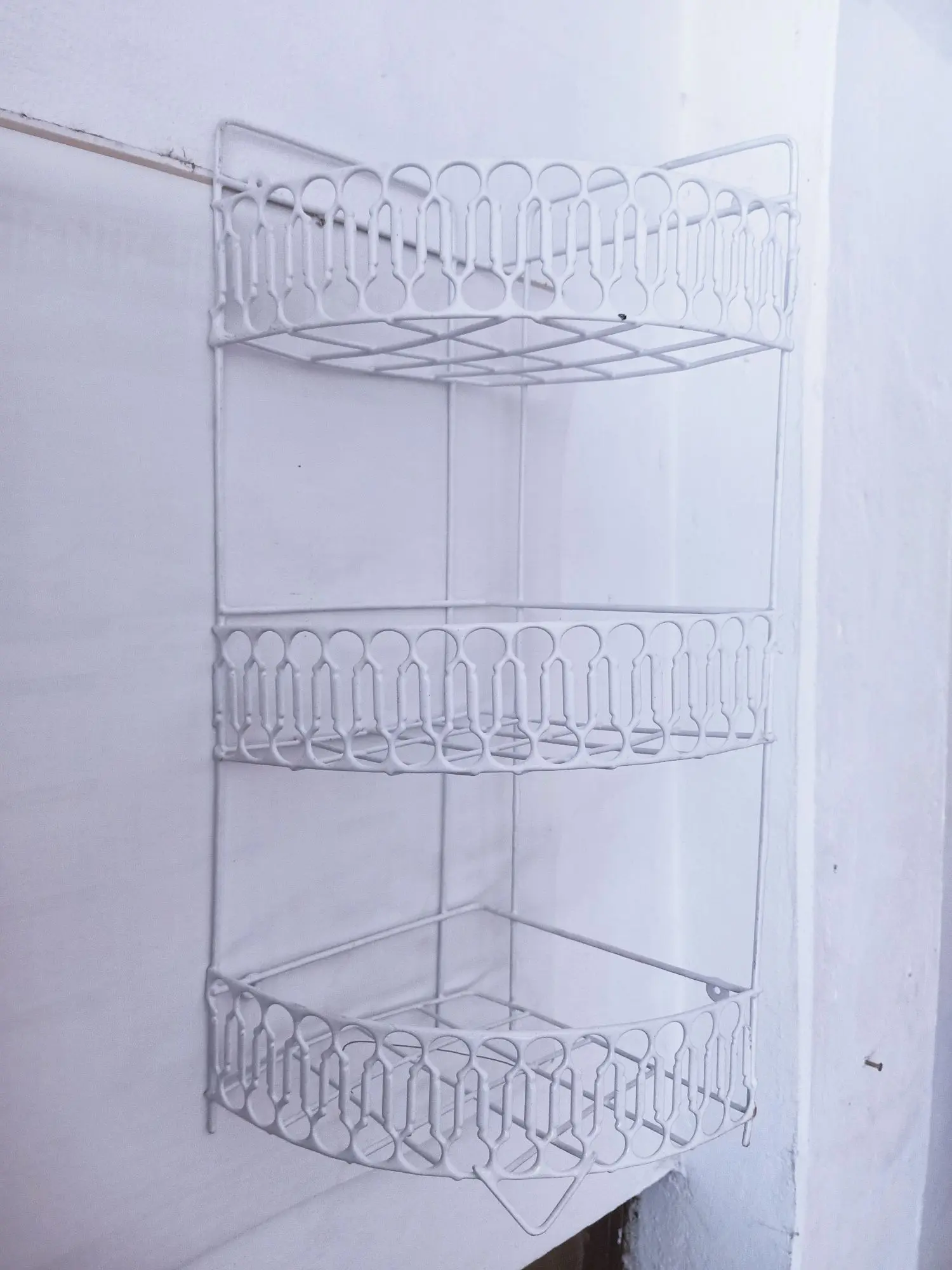 Picture of 3 layer corner and wall hanging kitchen organizer and pots rack - White