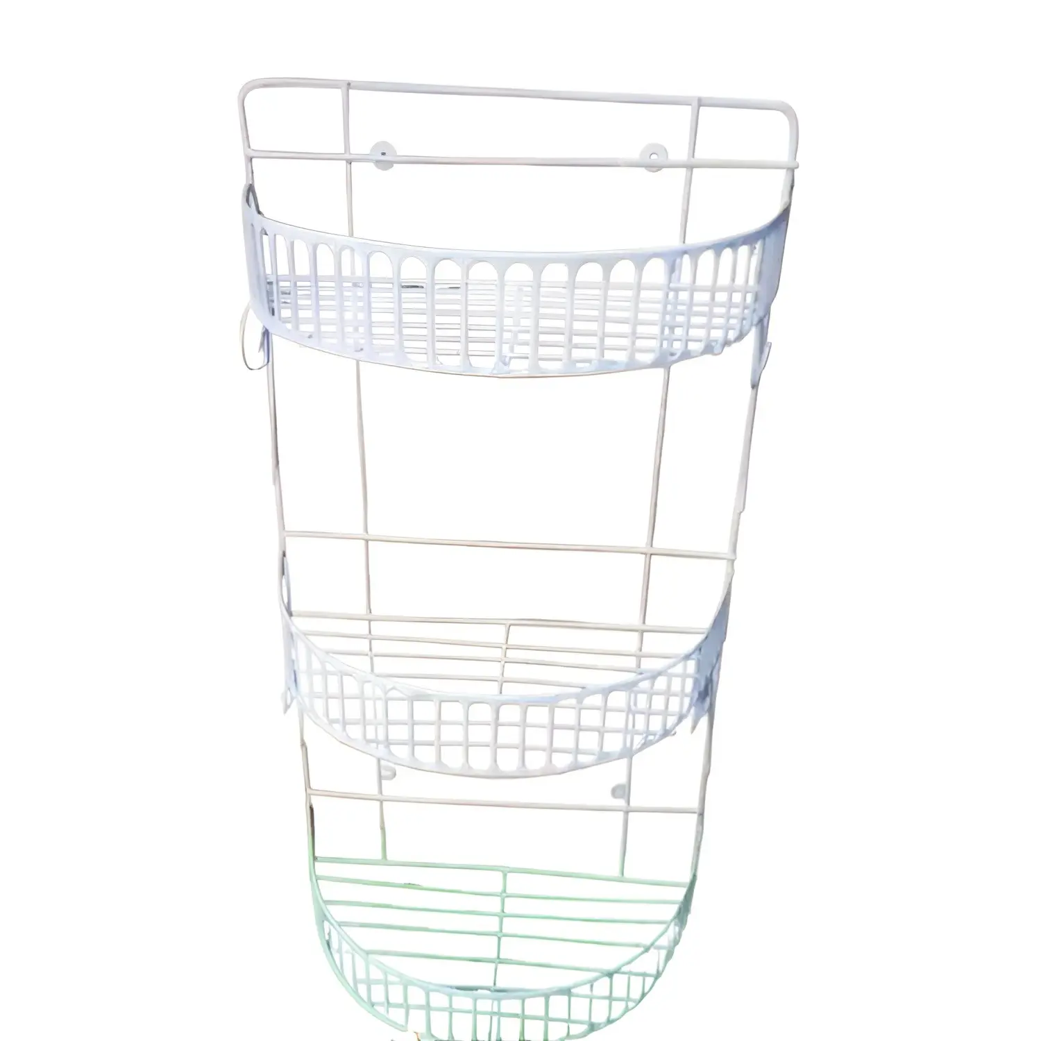 Picture of 3 Step 'D' shaped wall hanging rack for kitchen - kitchen rack - White