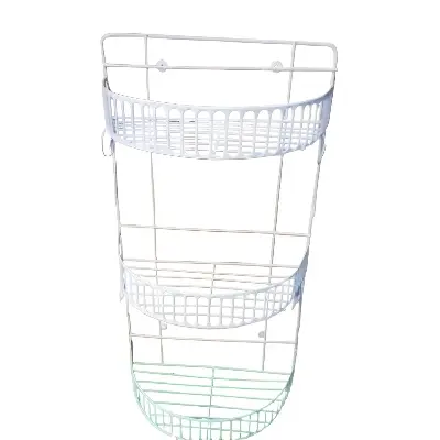 Picture of 3 Step 'D' shaped wall hanging rack for kitchen - kitchen rack - White