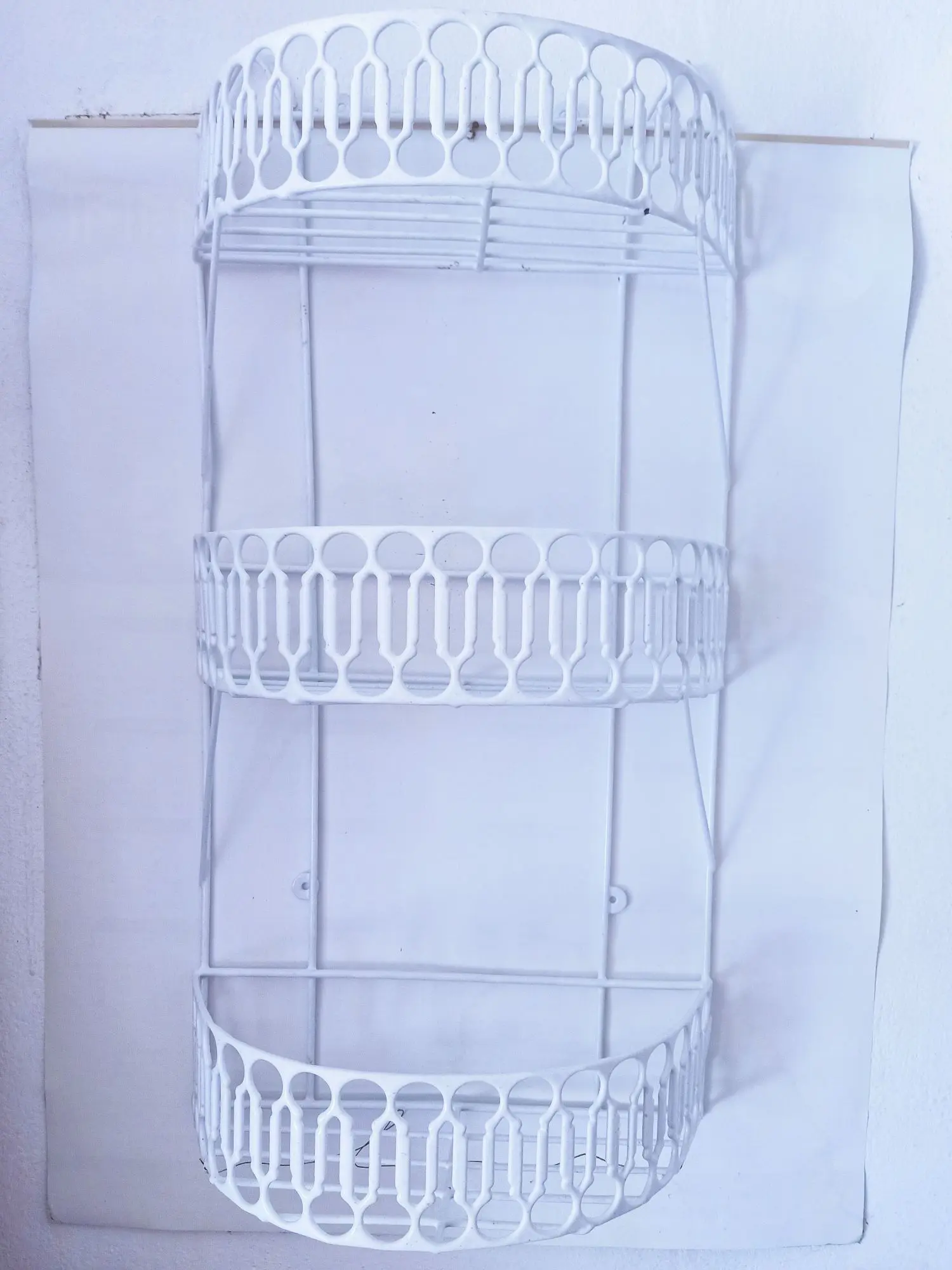 Picture of 3 Step 'D' shaped wall hanging rack for kitchen - kitchen rack - White