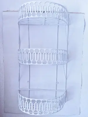 Picture of 3 Step 'D' shaped wall hanging rack for kitchen - kitchen rack - White