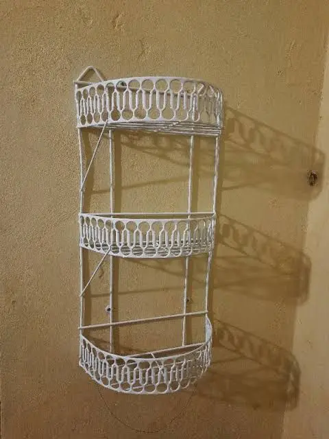 Picture of 3 Step 'D' shaped wall hanging rack for kitchen - kitchen rack - White