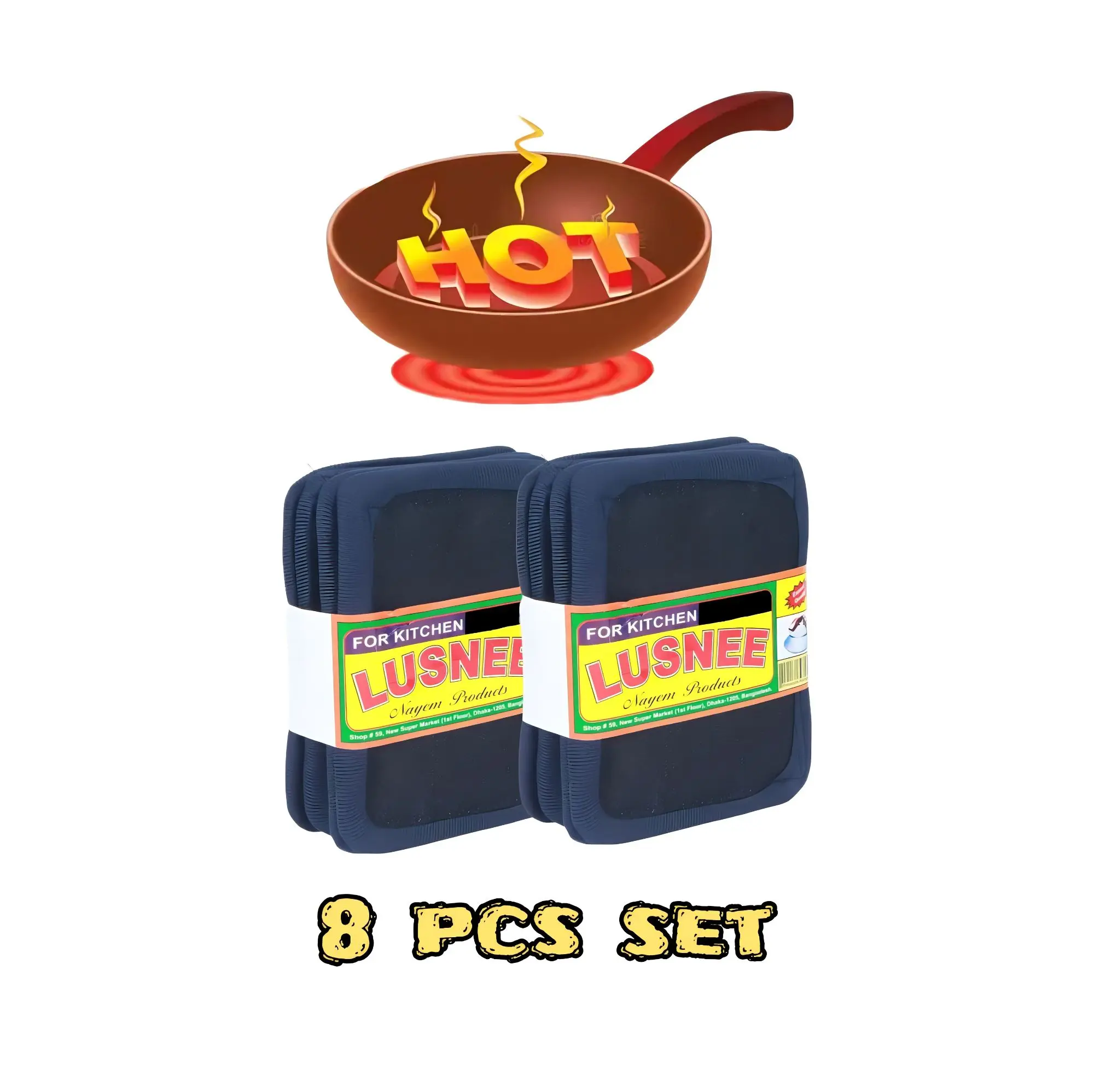 Picture of Kitchen Lusnee 8-Piece Standard Quality Lusni Set for Safe Handling of Hot Items - Black